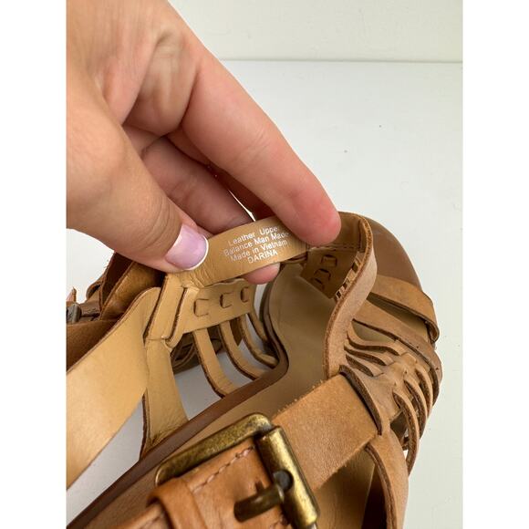 Franco Sarto Darina Women's Shoes US 8.5 Brown Leather Block Heel Strappy Sandal - Picture 7 of 8